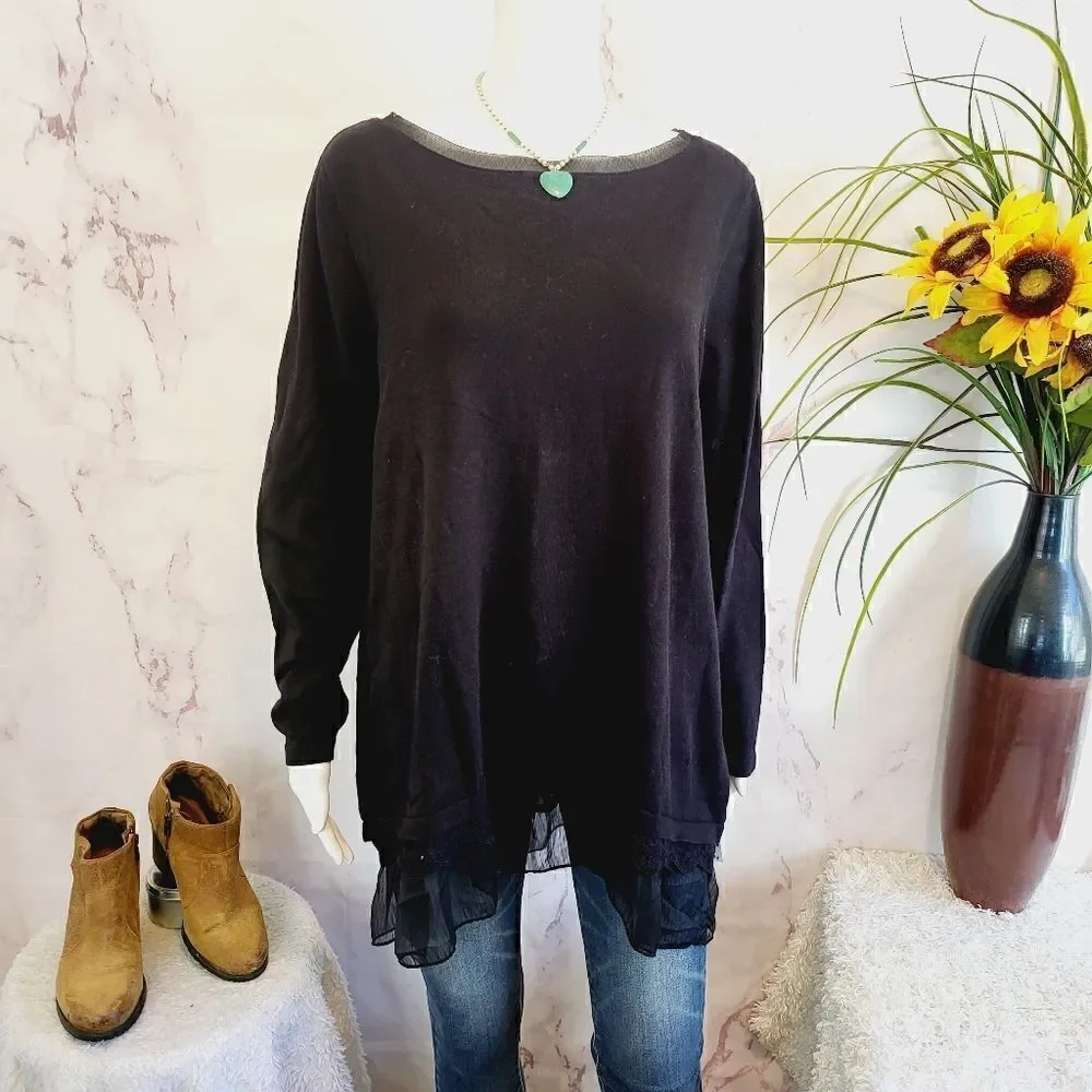 New Style & Co cotton blend black pullover sweater